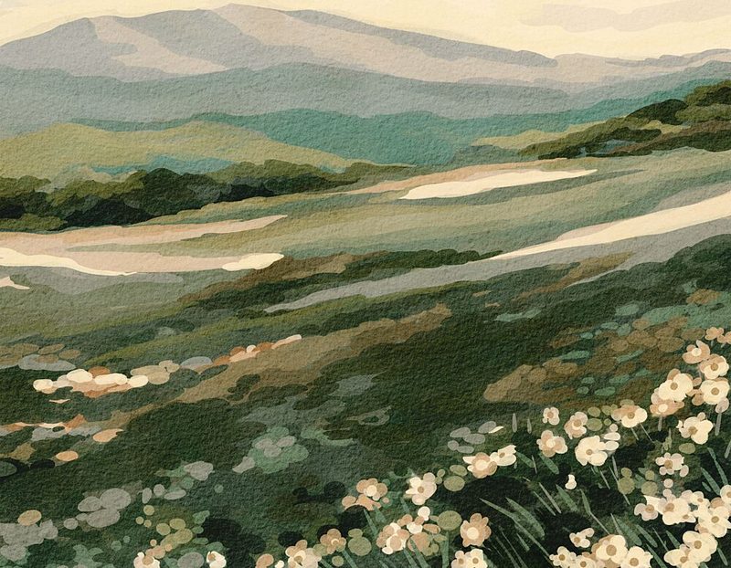 Wildflower Mountain Landscape art print by Nikita Jariwala for $57.95 CAD