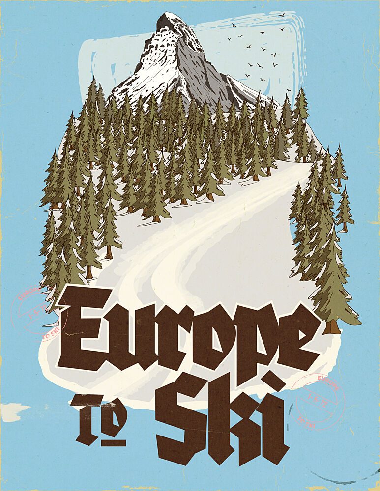Vintage Europe Ski art print by Nicholas for $57.95 CAD