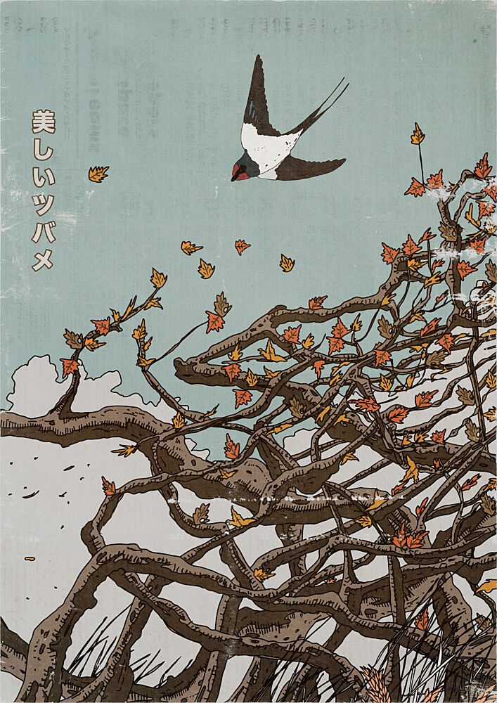 Autumn Swallow Flight art print by Nicholas for $57.95 CAD