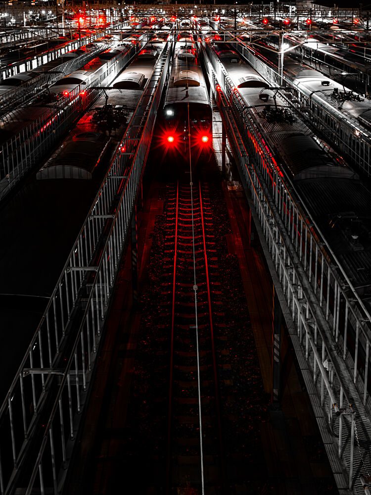 Red Lights Night Trains art print by Yohei Kawashima for $57.95 CAD