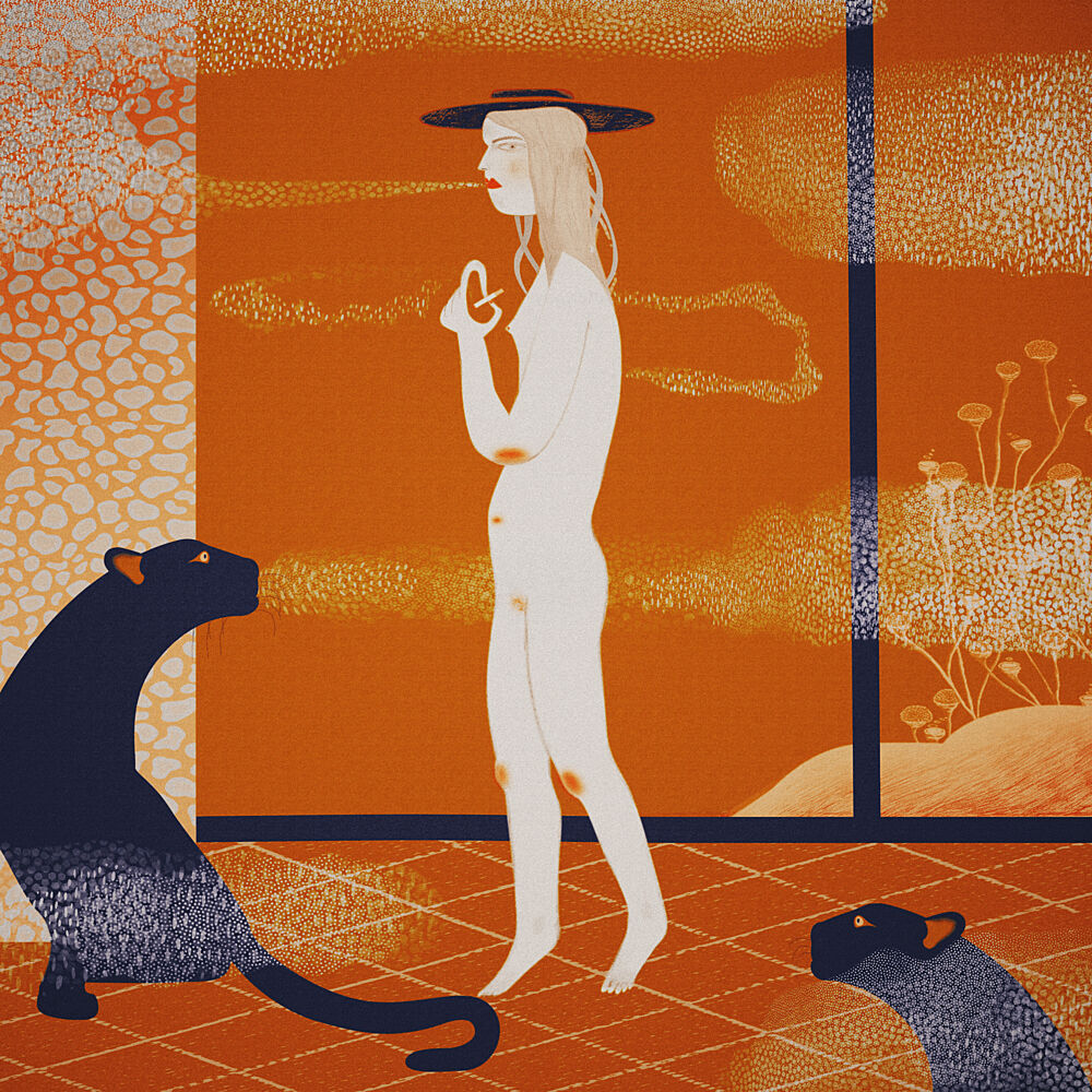 Mysterious Woman and Panthers art print by Luca di Napoli for $57.95 CAD
