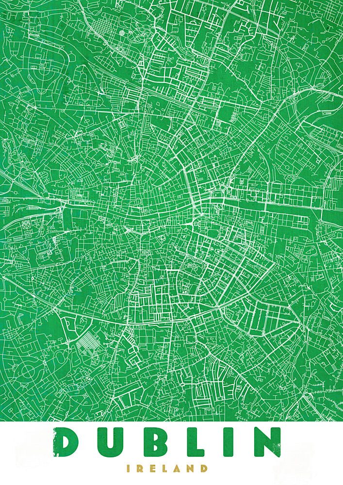 Dublin Ireland Green Map art print by Nicholas for $57.95 CAD