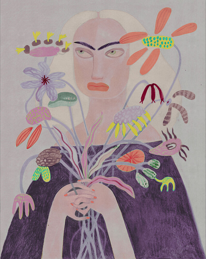 Woman Holding Unique Flowers art print by Luca di Napoli for $57.95 CAD