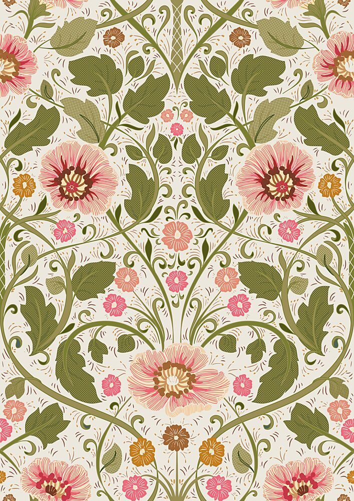 Pink Mallow Floral Pattern art print by Annick for $57.95 CAD