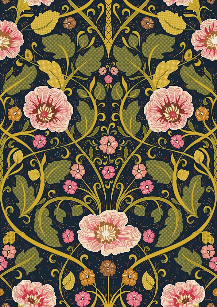 Dark Floral Pattern art print by Annick for $57.95 CAD