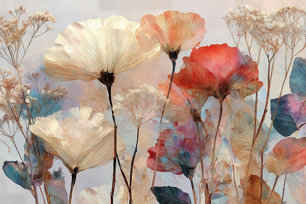 Ethereal Pastel Poppies art print by Dotz and Cats for $57.95 CAD