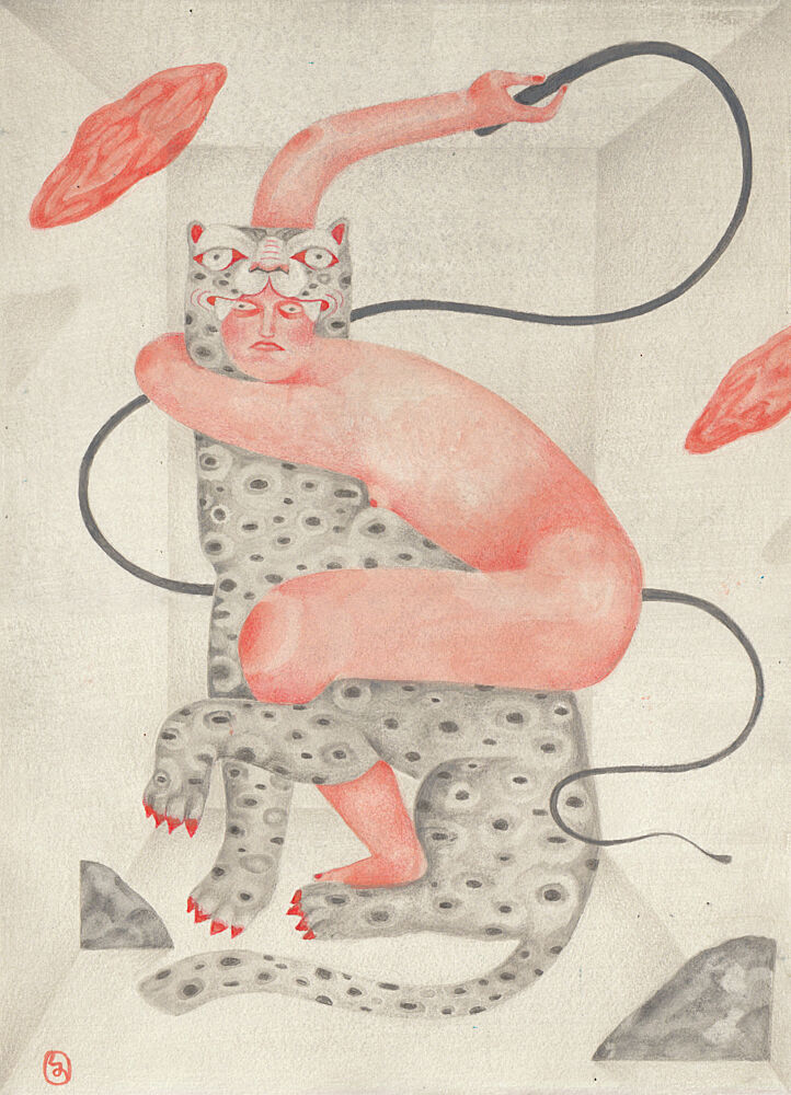 Surreal Feline Embrace art print by Luca di Napoli for $57.95 CAD