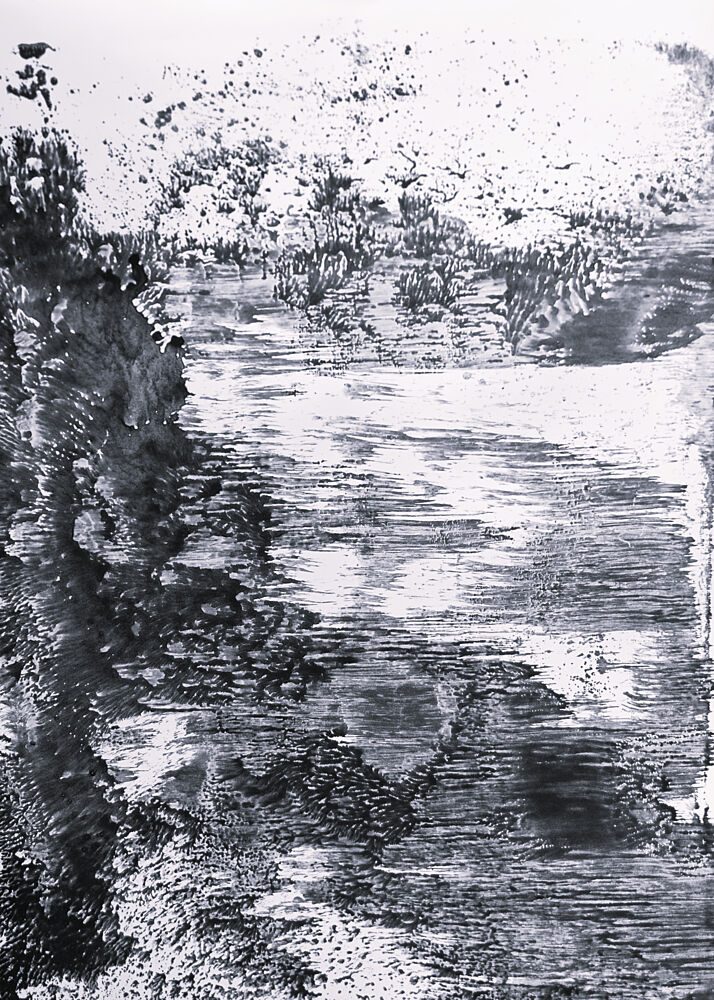 Monochrome River Reflection art print by Maira Ribena for $57.95 CAD