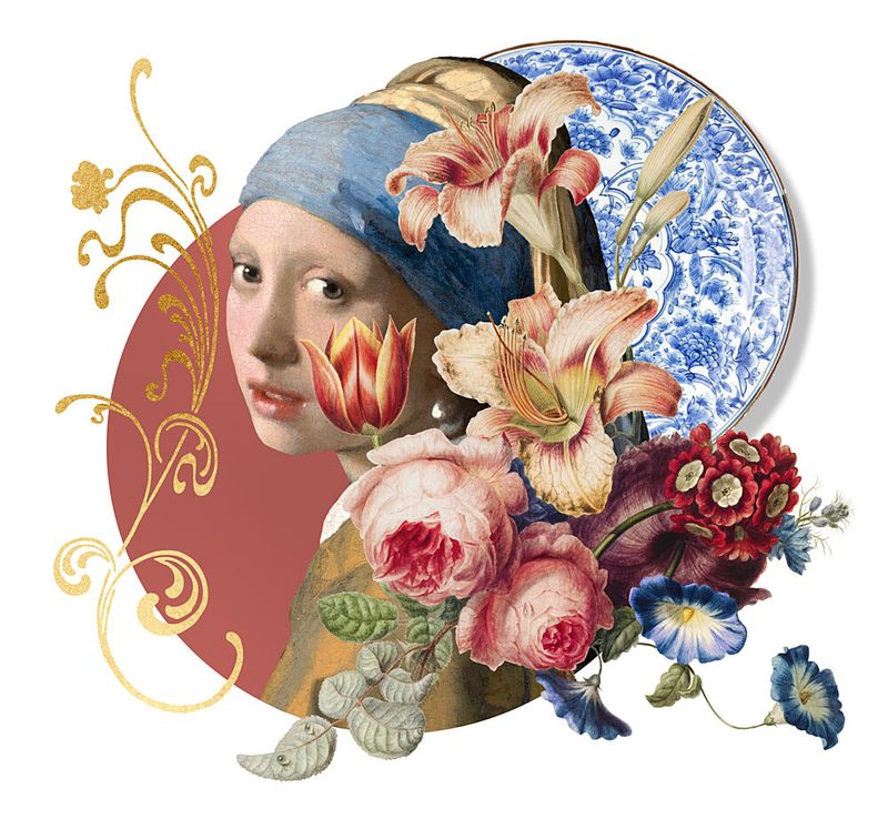 Elegant Floral Portrait art print by Marja van den Hurk for $57.95 CAD