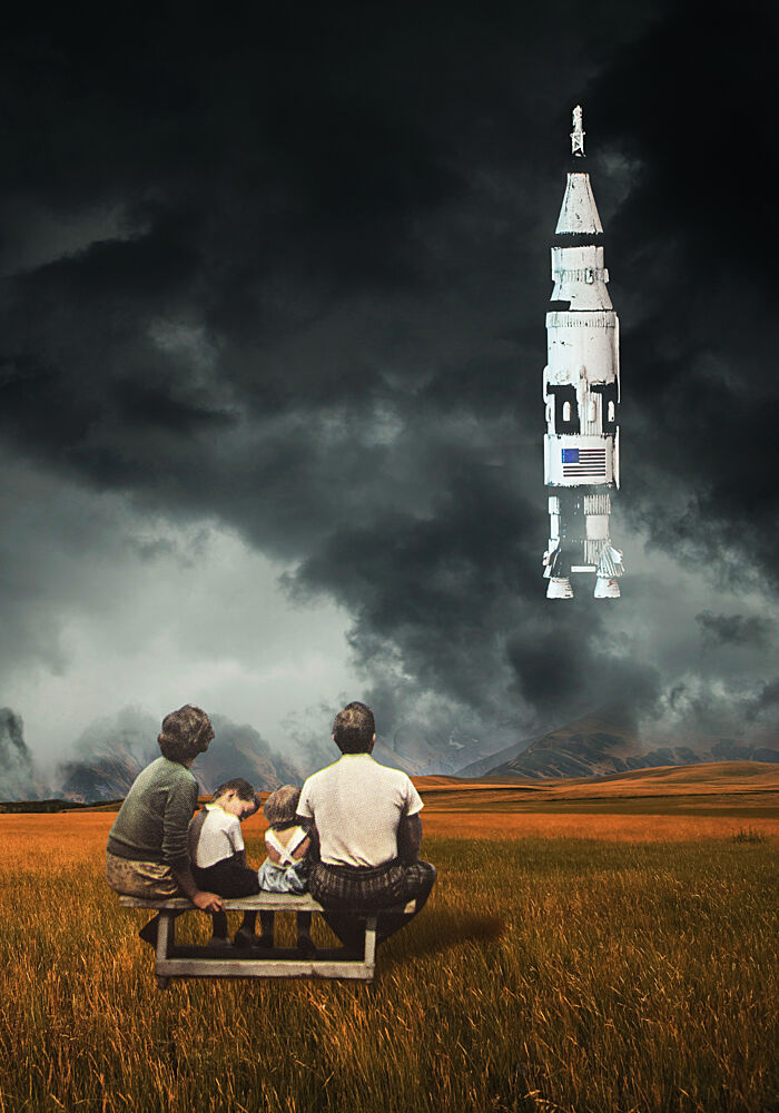 Family Watches Space Rocket art print by Daniel Donocik for $57.95 CAD
