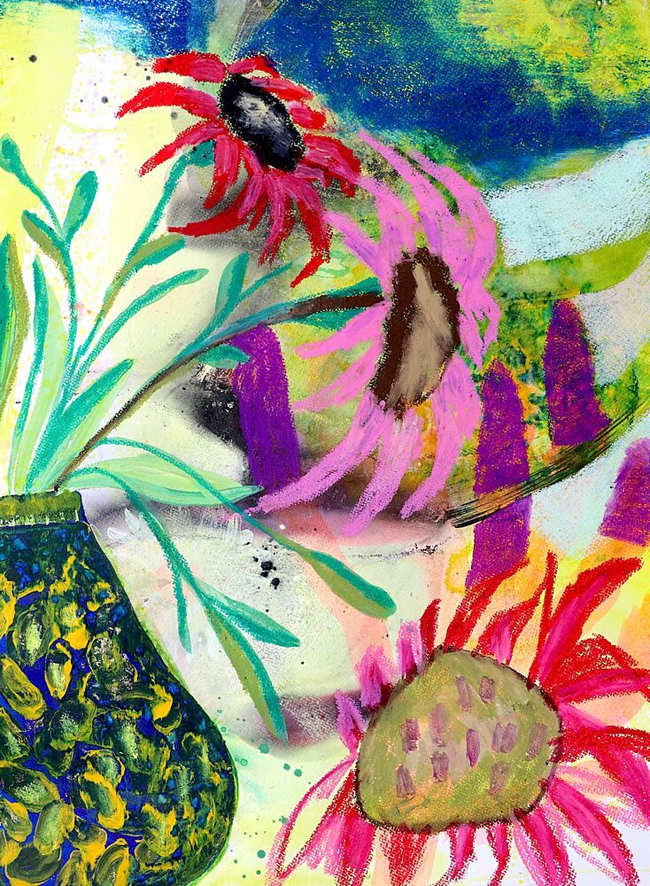 Vibrant Abstract Flowers art print by Poovi Art for $57.95 CAD