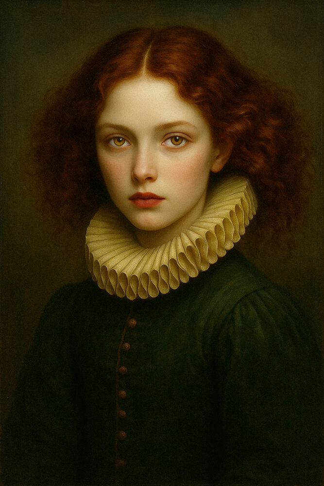 Redhead in Ruffled Collar art print by Ionel Onofras for $57.95 CAD