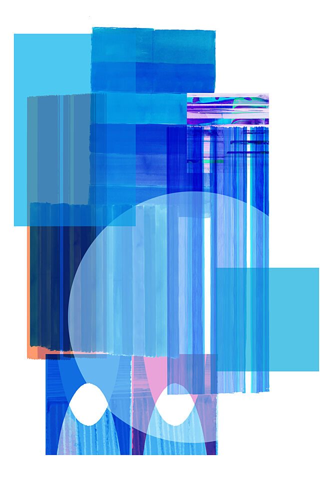 Blue Geometric Layers art print by Cartissi for $57.95 CAD