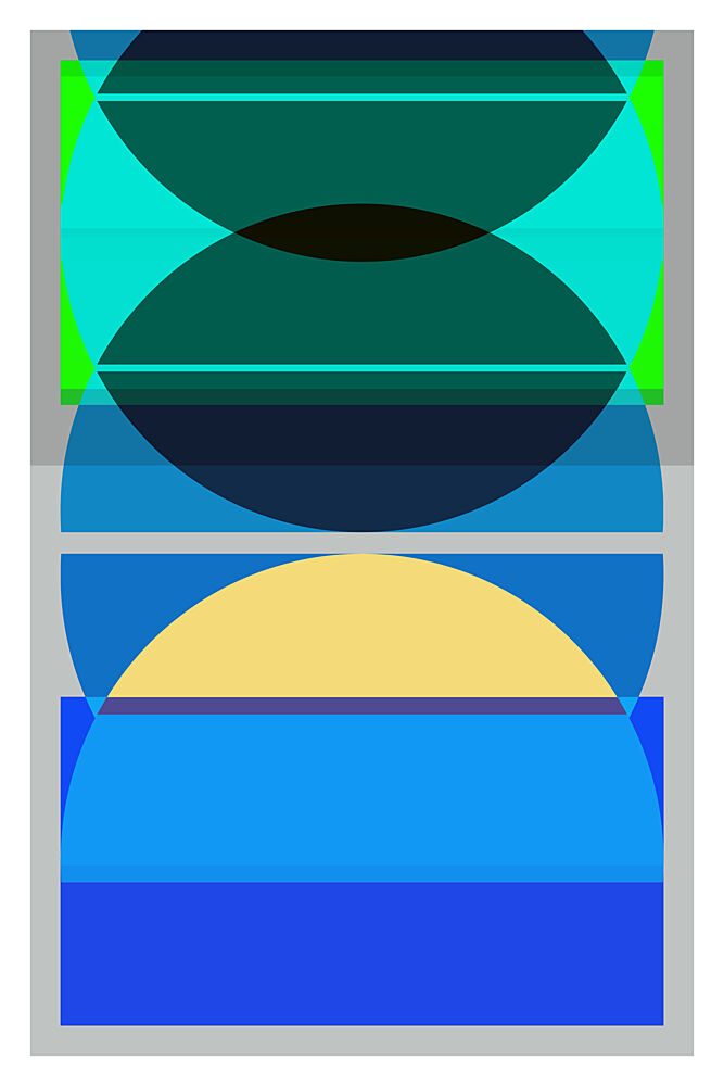 Geometric Blue Yellow Layers art print by Cartissi for $57.95 CAD