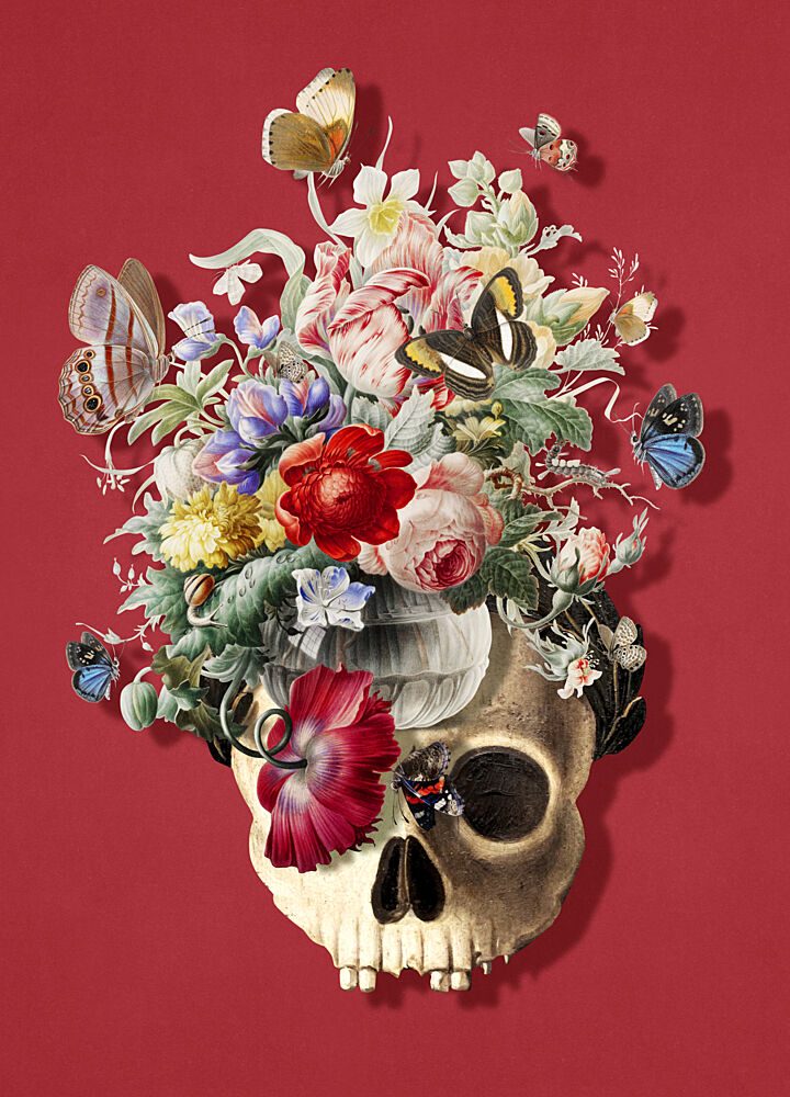 Golden Skull Blooms art print by Marja van den Hurk for $57.95 CAD