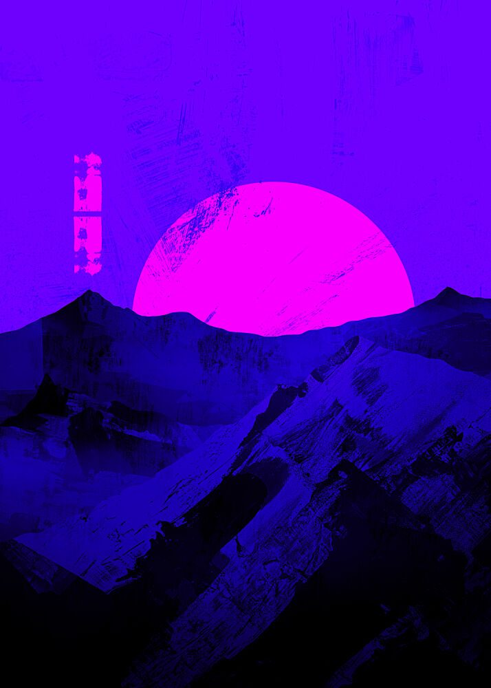 Purple Peaks Pink Sun art print by Stephen Wade for $57.95 CAD
