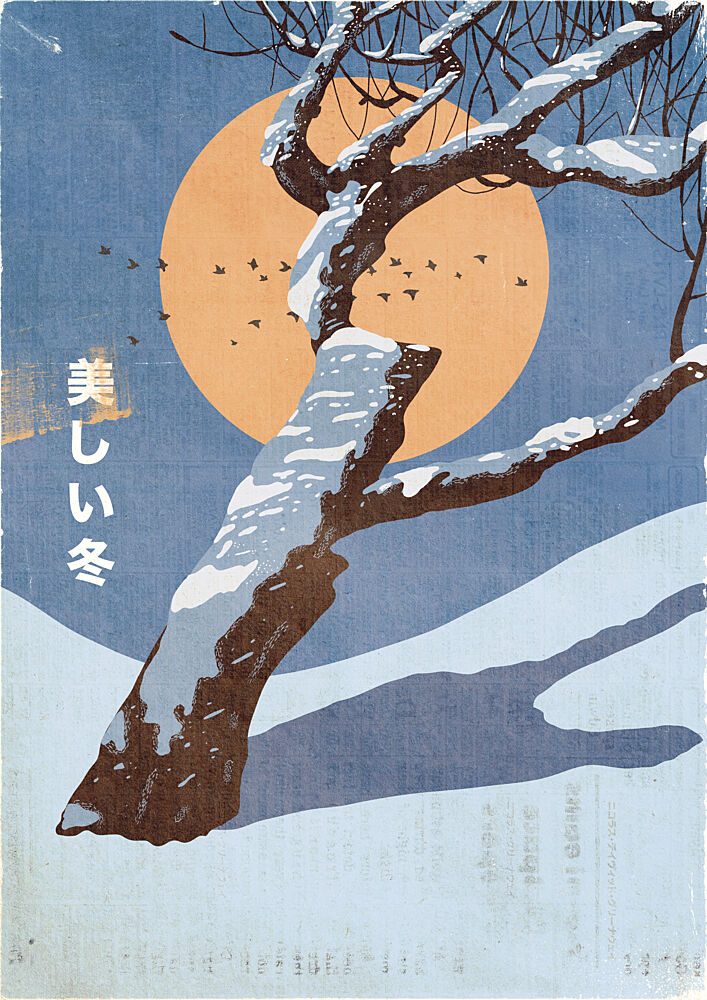 Golden Sun Winter Tree art print by Nicholas for $57.95 CAD
