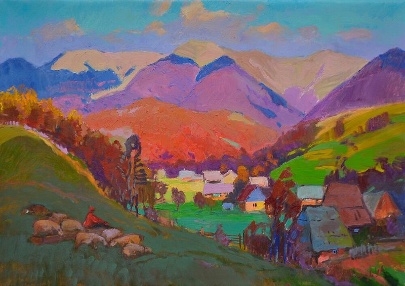 Vibrant Mountain Village art print by Alexander Shandor for $57.95 CAD