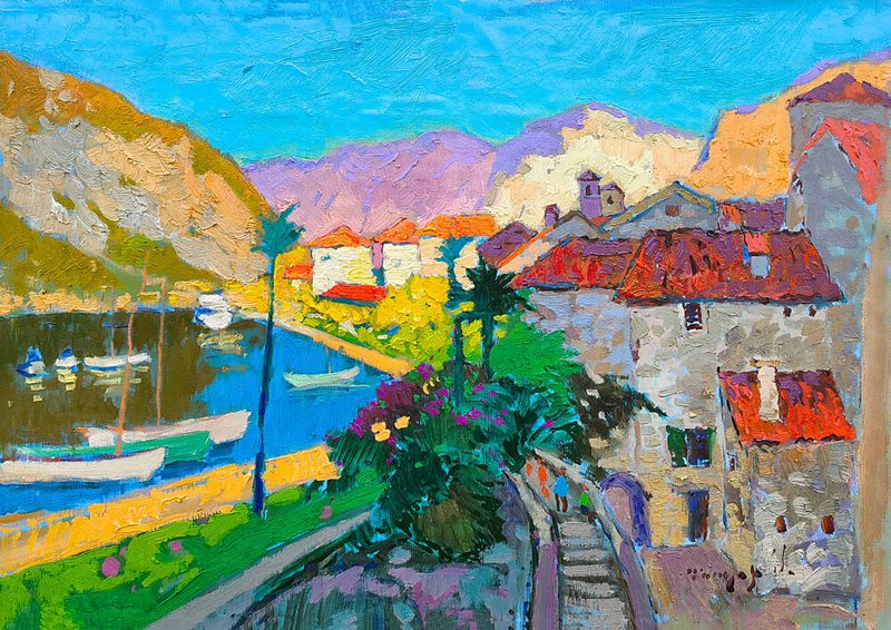 Colorful Mediterranean Village art print by Alexander Shandor for $57.95 CAD