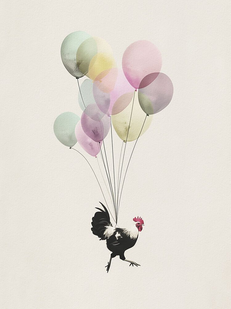 Flying Rooster Balloons art print by Andreas Magnusson for $57.95 CAD