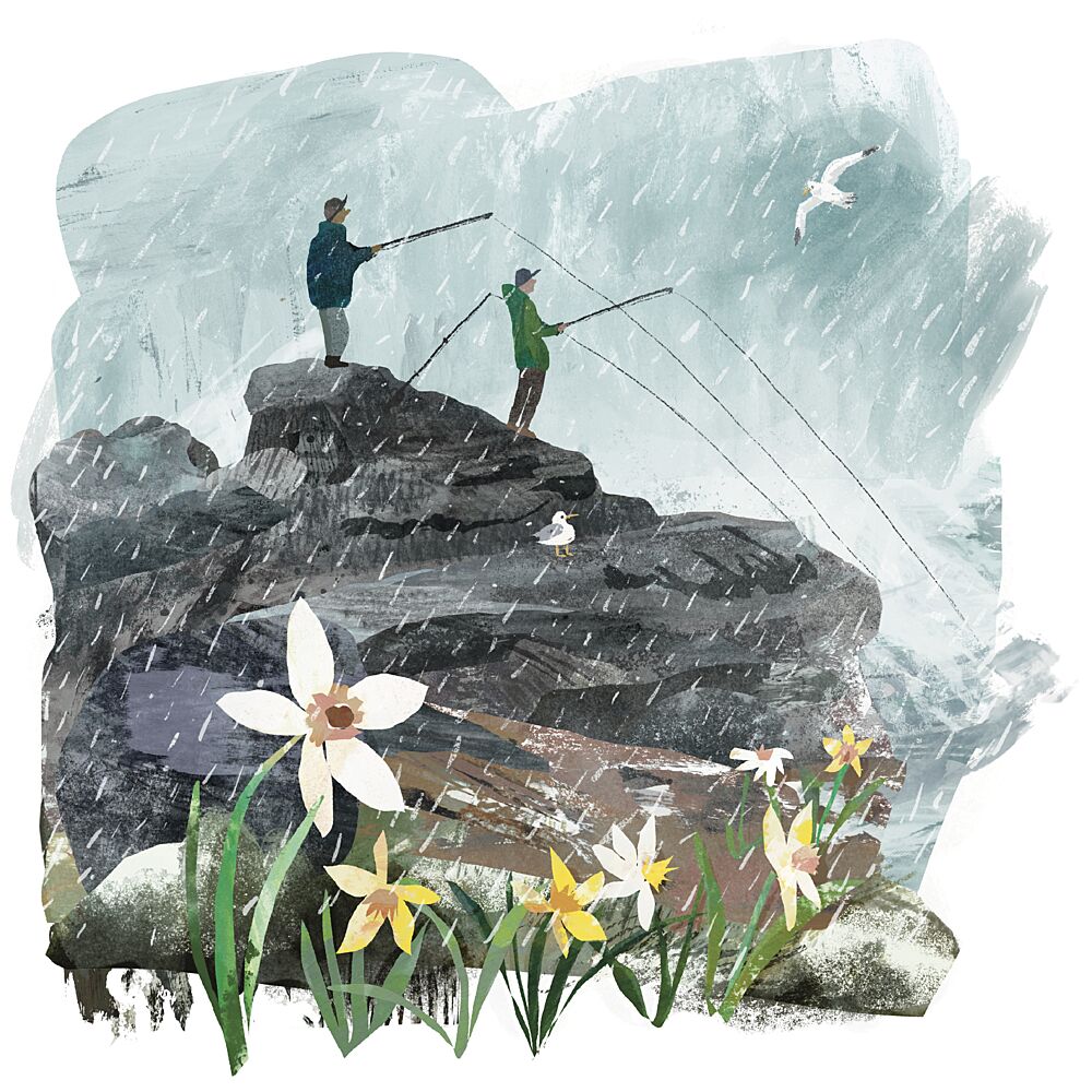 Coastal Storm Fishing art print by Claire Hanley for $57.95 CAD