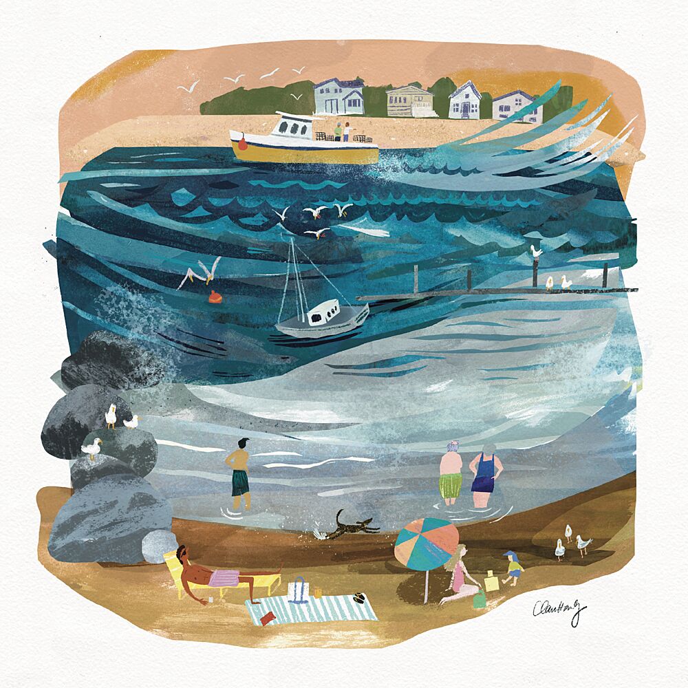 Lively Summer Beach art print by Claire Hanley for $57.95 CAD