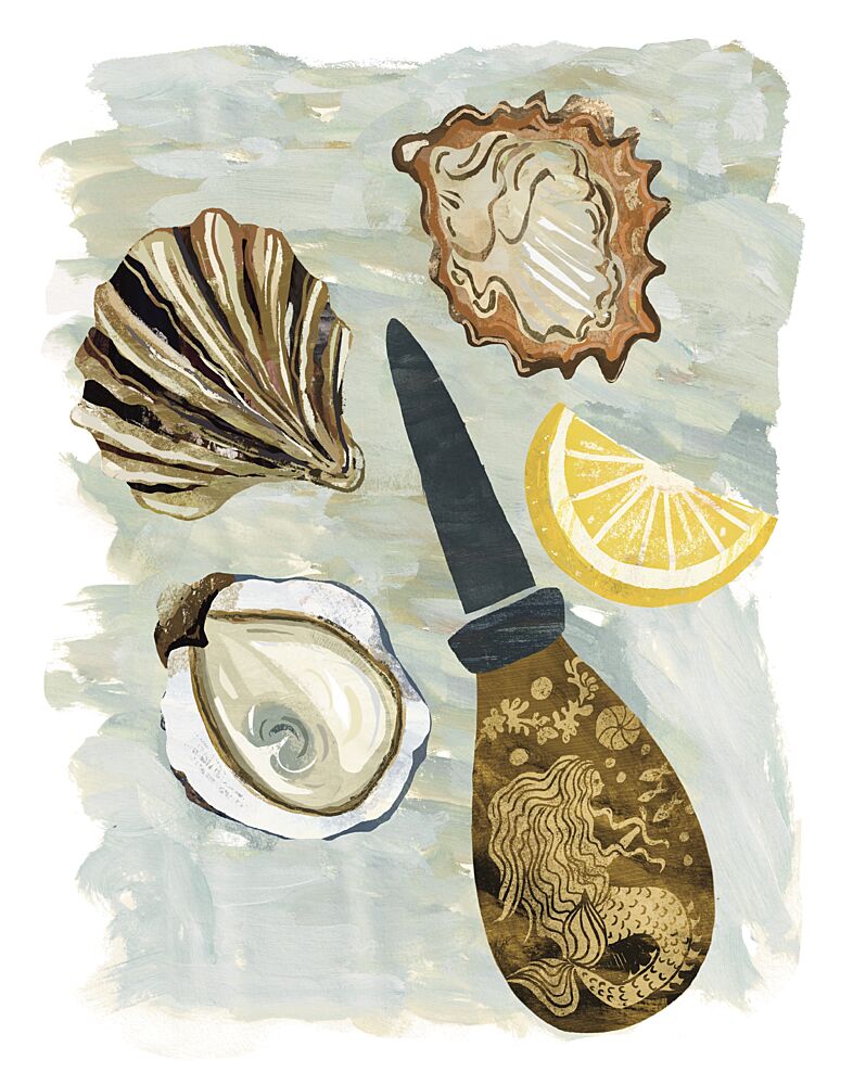 Oysters Lemon and Shucker art print by Claire Hanley for $57.95 CAD