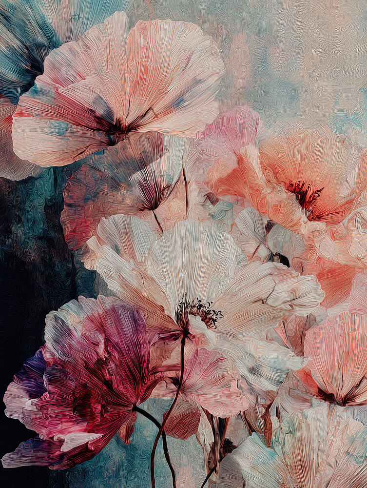 Dreamy Pastel Poppies art print by Dotz and Cats for $57.95 CAD