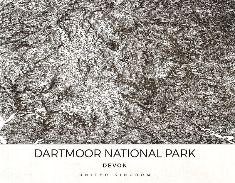 Dartmoor National Park Map art print by Nicholas for $57.95 CAD