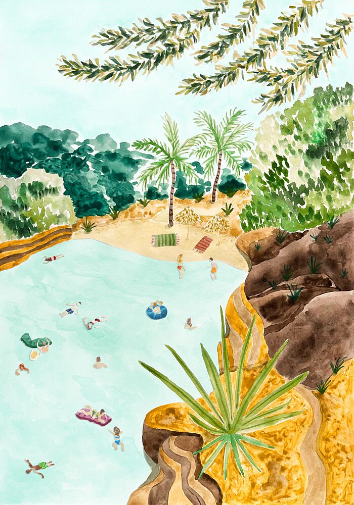 Tropical Lagoon Oasis art print by Karen Menzenbach for $57.95 CAD