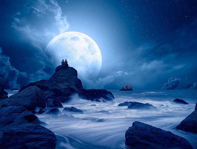 Couple under Full Moon art print by Tracy Lee for $57.95 CAD