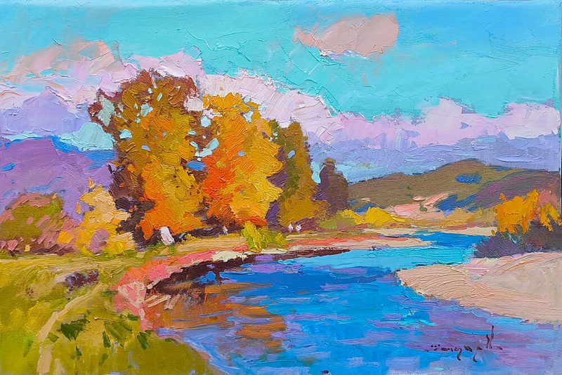 Autumn River Landscape art print by Alexander Shandor for $57.95 CAD