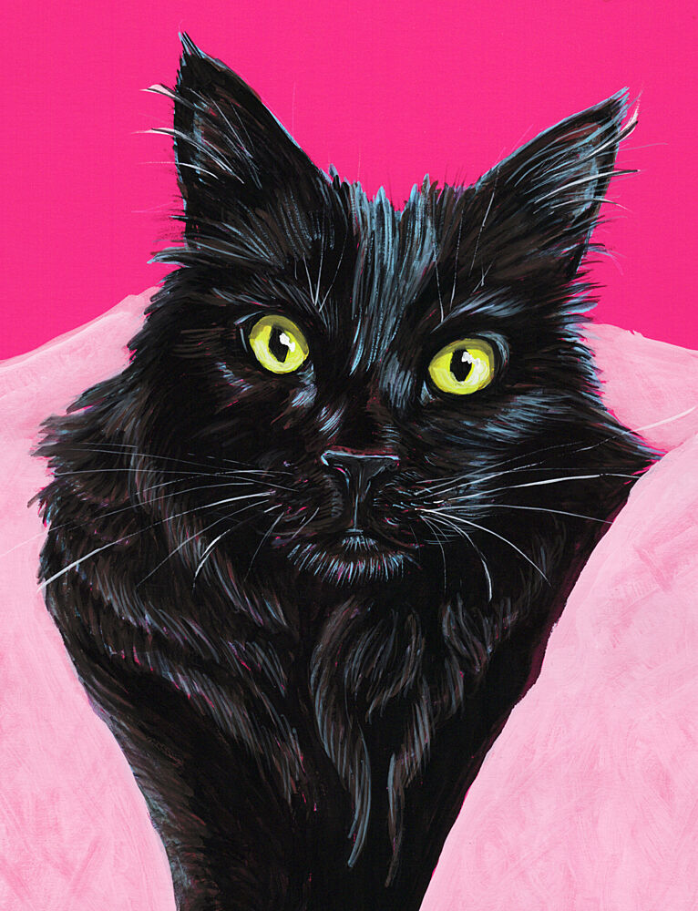 Vibrant Black Cat Portrait art print by Renee Machan Cottagecore for $57.95 CAD