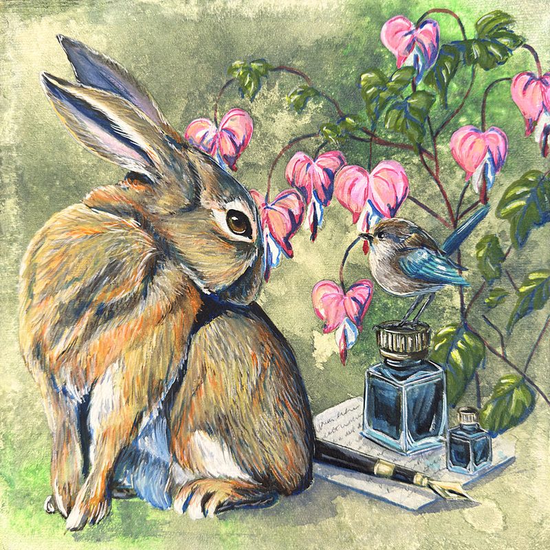 Whimsical Rabbit and Bird art print by Renee Machan Cottagecore for $57.95 CAD