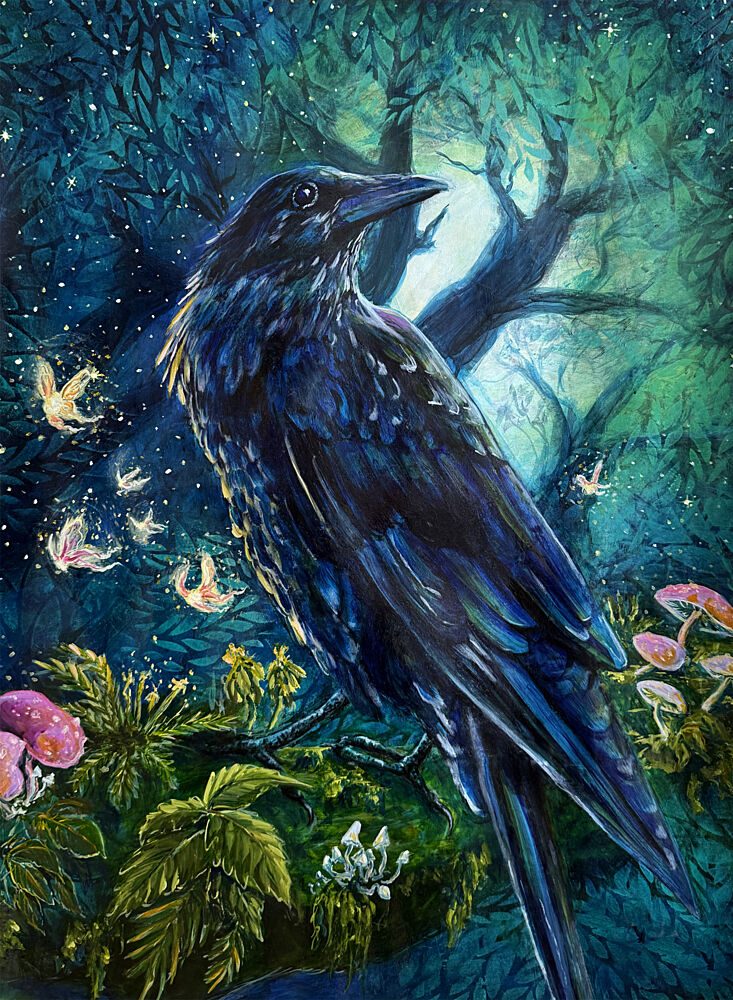 Enchanted Forest Raven art print by Renee Machan Cottagecore for $57.95 CAD