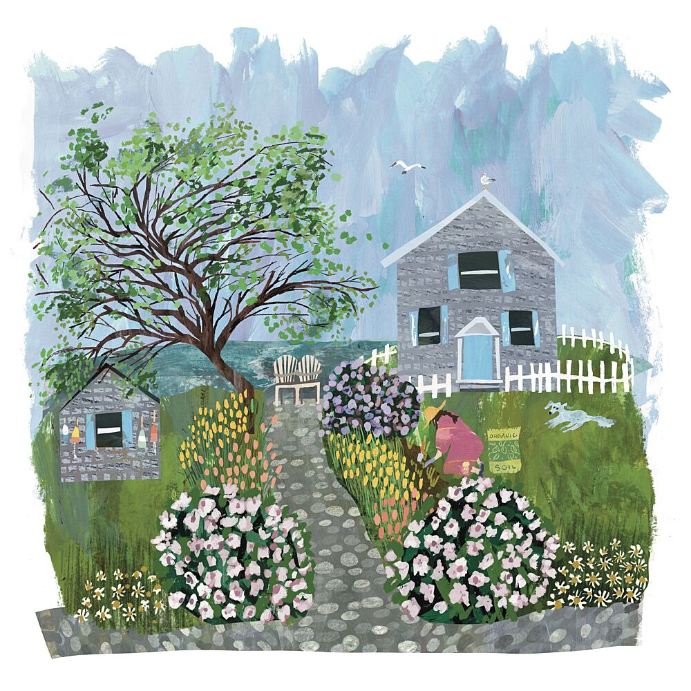 Seaside Cottage Garden art print by Claire Hanley for $57.95 CAD