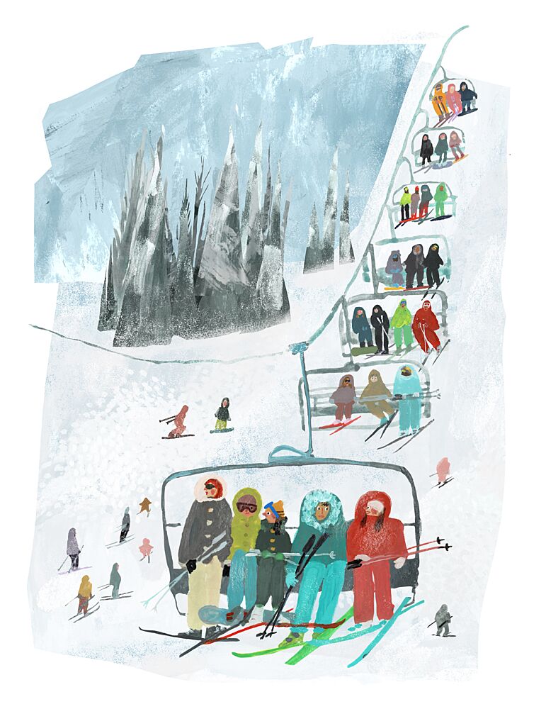 Ski Lift Mountain Fun art print by Claire Hanley for $57.95 CAD