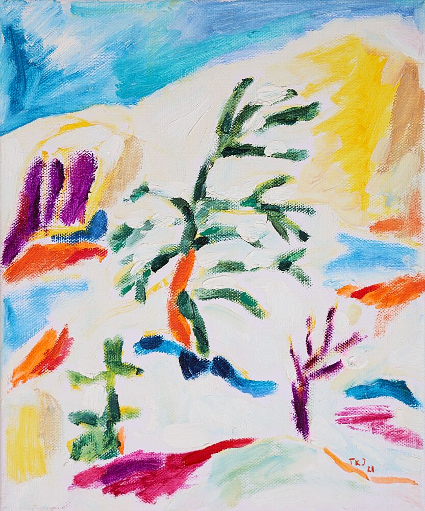 Colorful Abstract Landscape art print by Tamara Jare for $57.95 CAD