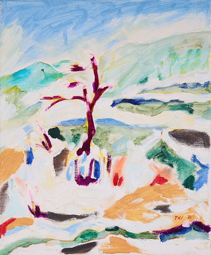 Colorful Tree Landscape art print by Tamara Jare for $57.95 CAD