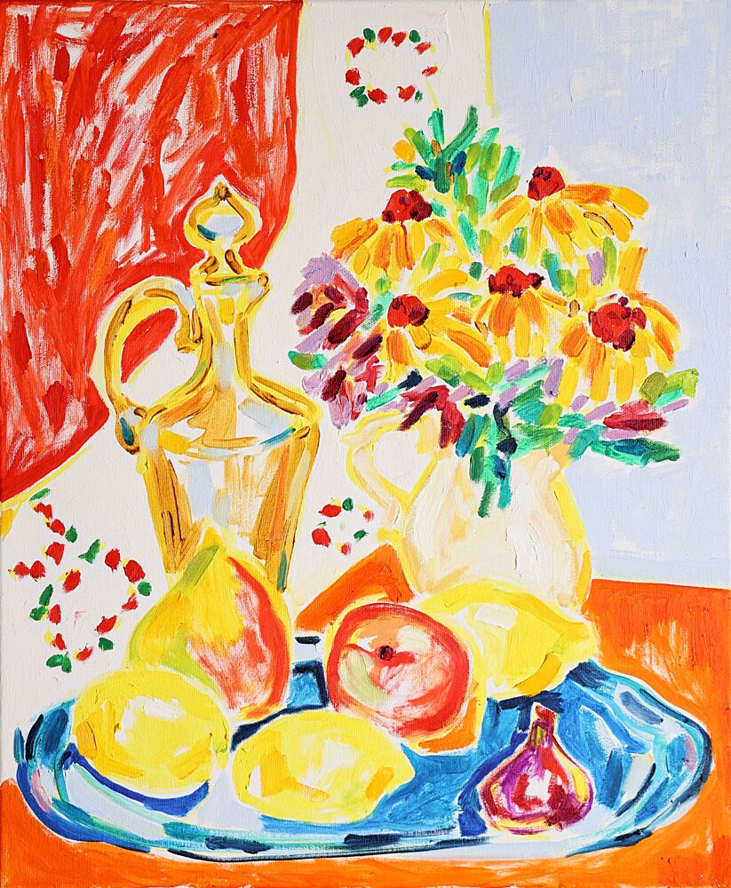 Colorful Flowers and Fruit art print by Tamara Jare for $57.95 CAD