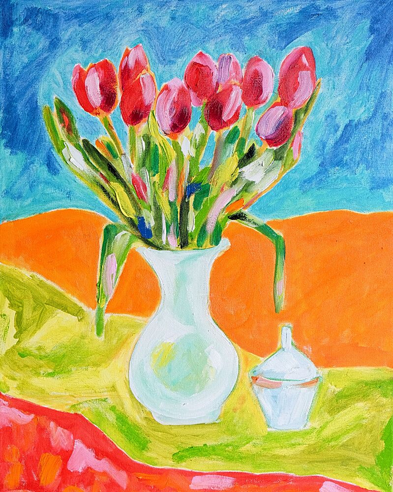 Red Tulips in Vase art print by Tamara Jare for $57.95 CAD