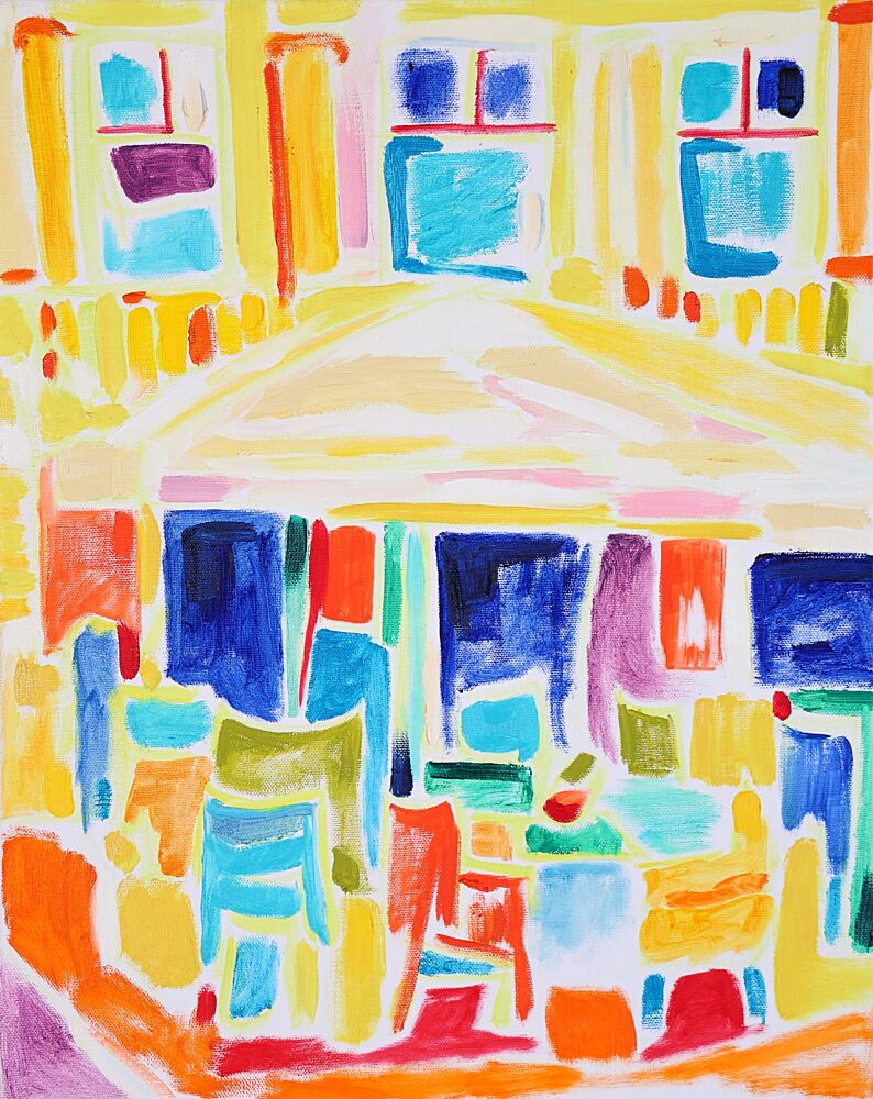 Colorful City Cafe art print by Tamara Jare for $57.95 CAD