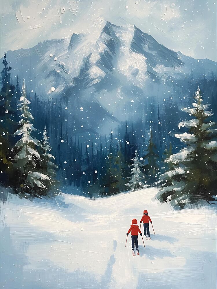 Winter Mountain Skiers art print by Ohkimiko for $57.95 CAD