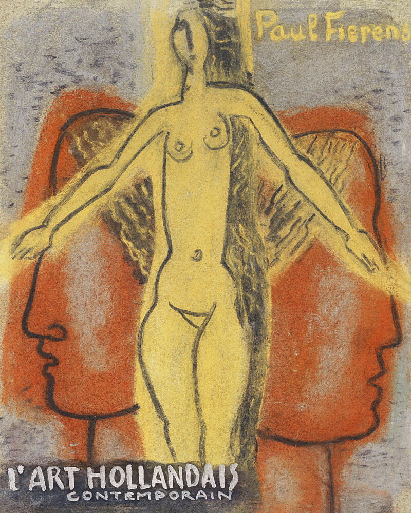 Naakte Vrouw Tussen Twee van Elkaar Weg Kijkende Mannen Hoofden 1933 by Leo Gestel. art print by Leo Gestel for $57.95 CAD