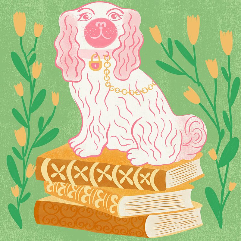 Pink Staffordshire Dog art print by Carrie Cantwell for $57.95 CAD