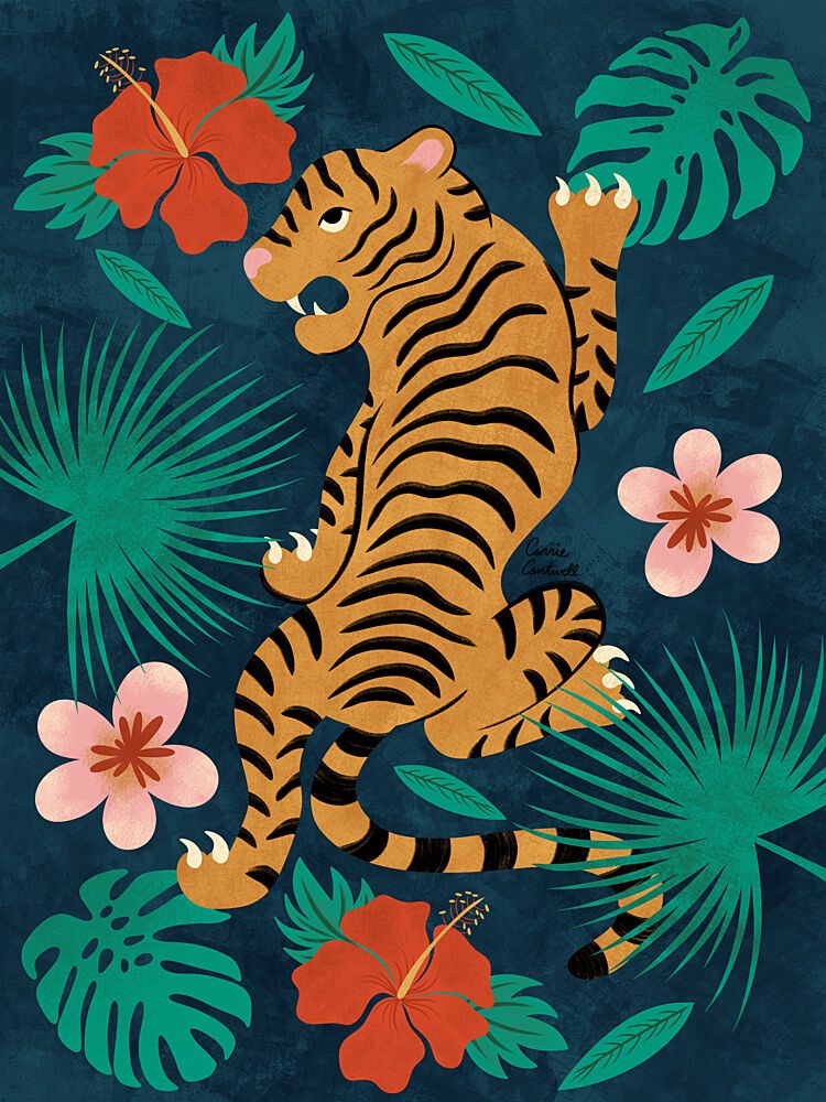 Climbing Tiger art print by Carrie Cantwell for $57.95 CAD