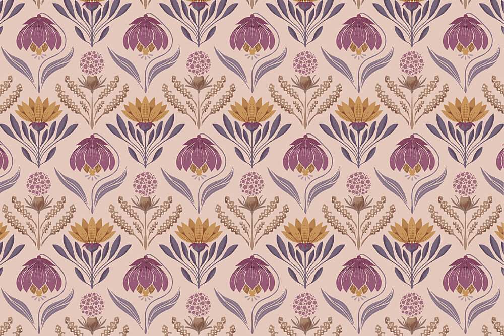 Ornate Purple Gold Floral art print by Aia Ueno for $57.95 CAD