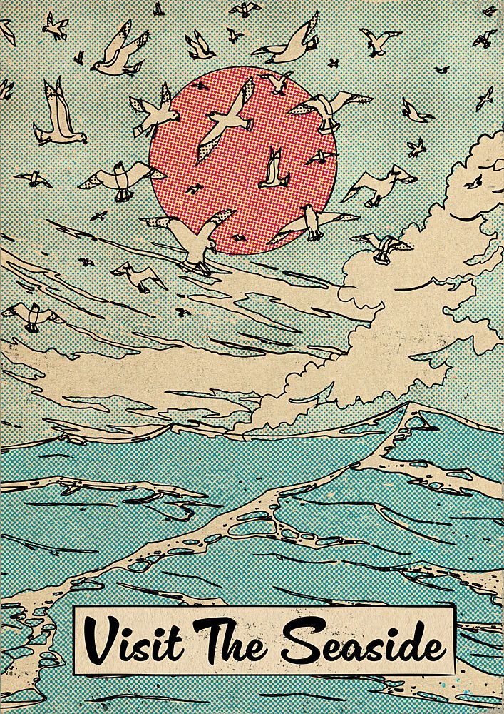 Retro Ocean Birds art print by Nicholas for $57.95 CAD