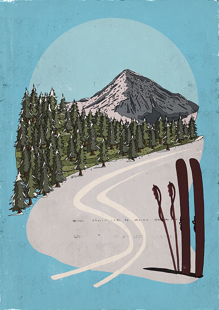 Winter Mountain Ski Adventure art print by Nicholas for $57.95 CAD