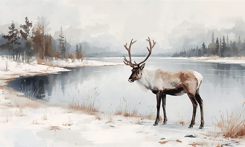 Winter Reindeer Reflections art print by Ohkimiko for $57.95 CAD